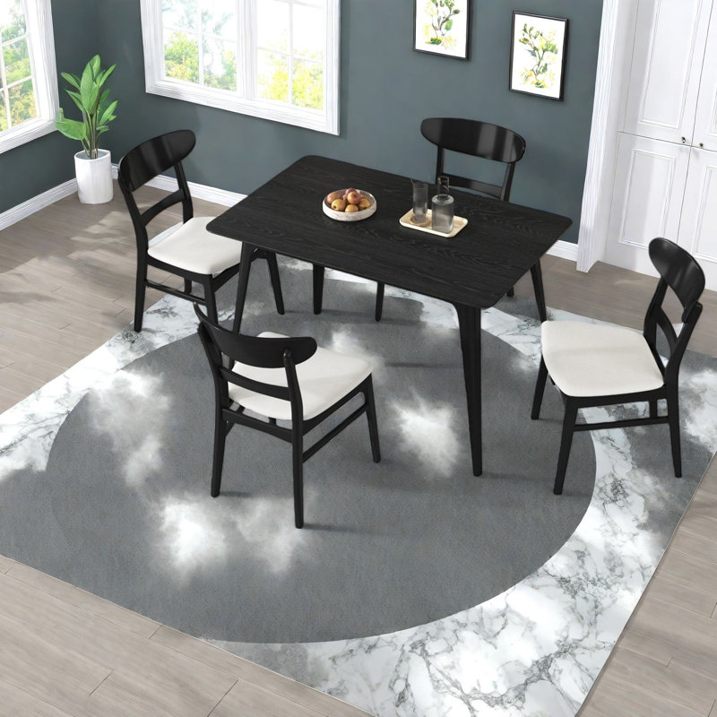 Ensembles de table de salle à manger peu encombrants avec structure en bois d'hévéa, style moderne pour la maison