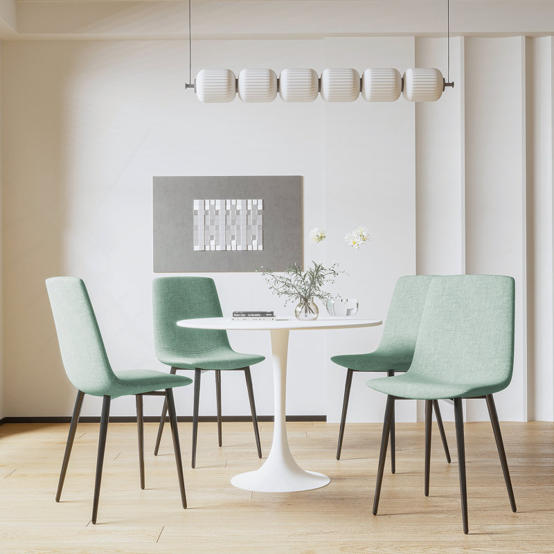 5-Piece Round Dining Table Set, Dining Table With 4 Upholstered Chairs