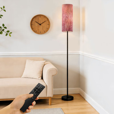 Floor Lamp  Abstract Pink Grass Soft Bokeh Gentle Pastel Tone Dimmable Modern Standing Lamp with Remote Control Footswitch Bulb Lampshade Tall Pole Corner Lamp for Living Room Bedroom Office