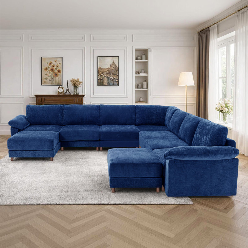 Canapé modulaire moderne pour le salon, Chenille bleu