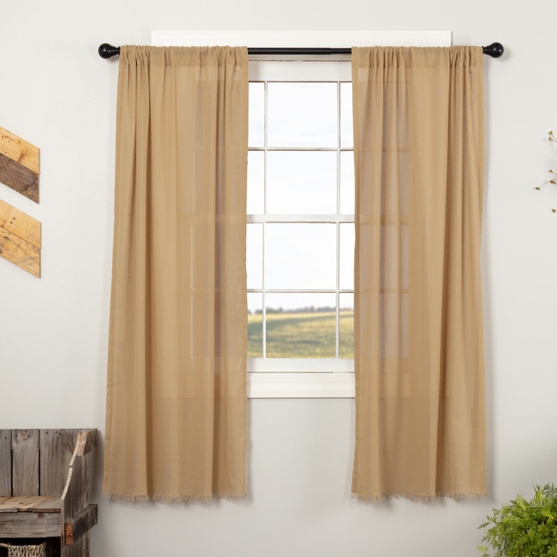 Beacham 100% Cotton Sheer Curtain Panel Pair, Khaki