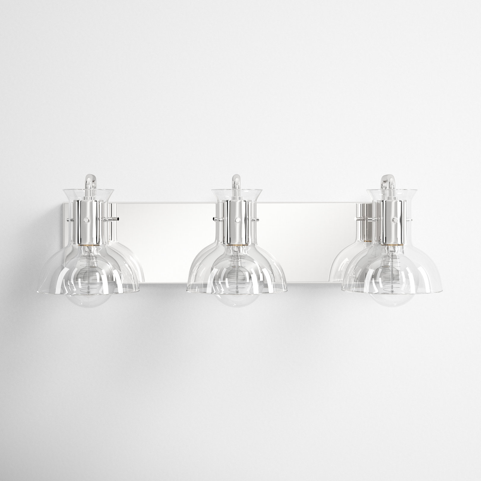 Luke 3 Light Transparent Vanity Light, Polished Nickel