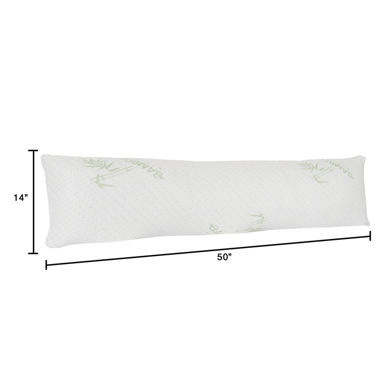 Charcoal Infused Memory Foam Body Pillow with Bamboo Cover - for Side, Stomach, and Back Sleepers