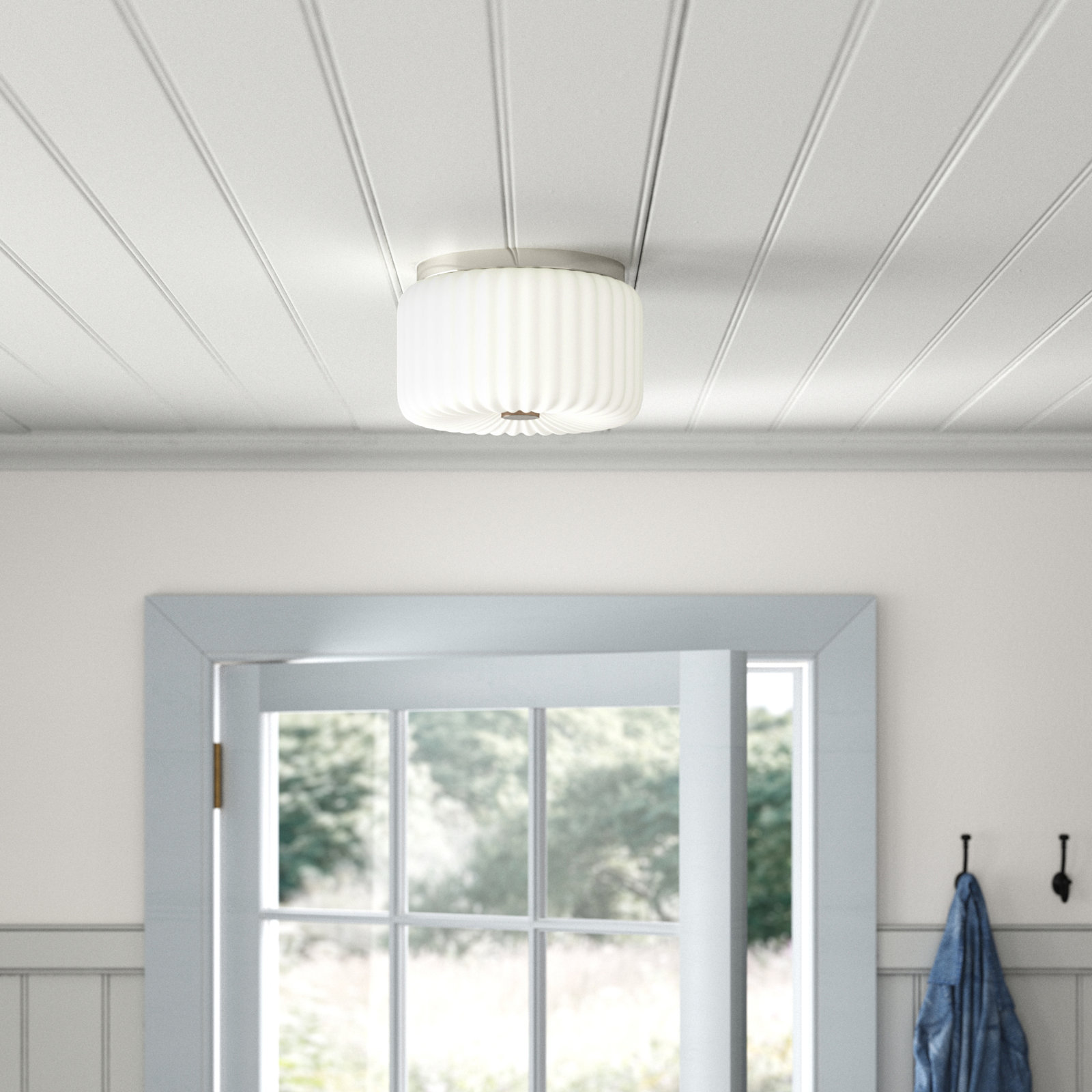 Willa 2 Light Glass Flush Mount, Polished Nickel