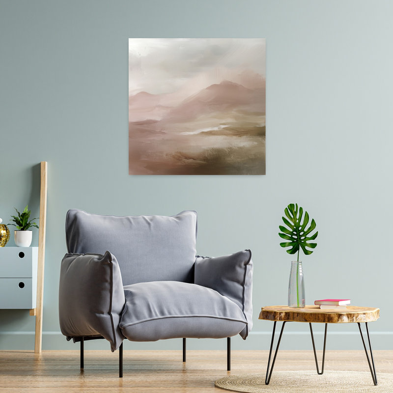 Paysage rose abstrait paysage minimaliste contemporain, art mural, H 24 po x l 24 po