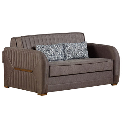 Causeuse convertible rembourrée avec rangement, brun foncé
