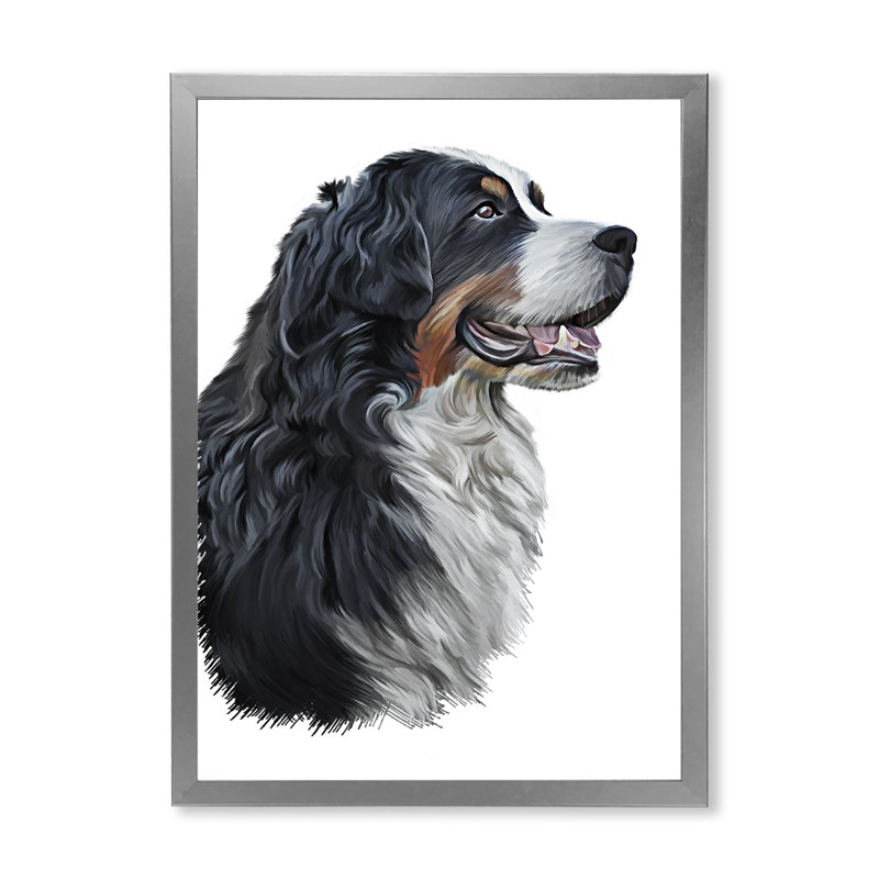 Dessin d'un bouvier bernois - sur, Impression argent sur toile encadrée, H 36 po x l 24 po x P 1 po