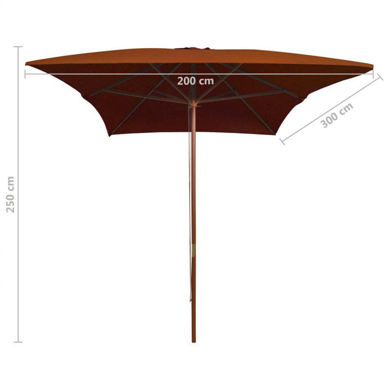 Aydin 200 cm W X 300 cm D Rectangular Market Parasol with Pulley Lift, Brown