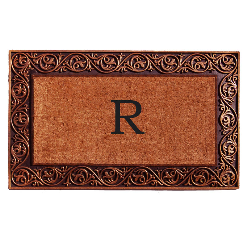 Tapis d'extérieur antidérapant Conteh Prestige Monogram 30 po x 18 po, Bronze, R