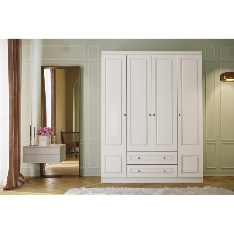 Berend 4 Door Manufactured Wood Wardrobe, 189cm H x 54cm W x 41.5cm D