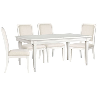Extendable Rectangular Dining Table With 4 Upholstered Side Chairs