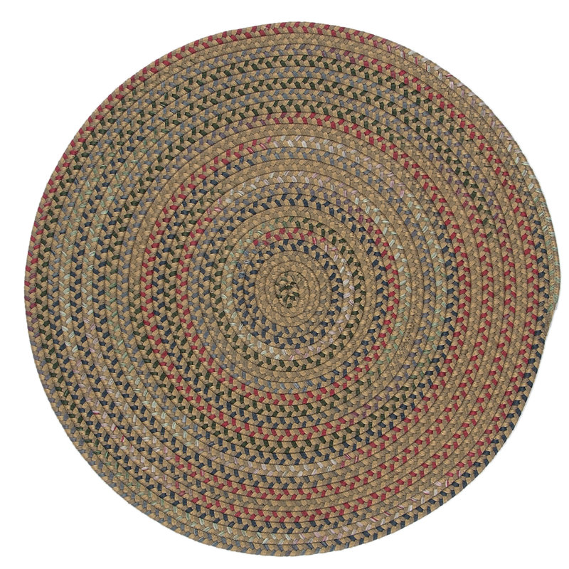 Tapis décoratif brun tressé doliya, Rond 12 pi