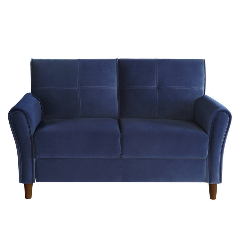 Keundra 57'' Modern & Contemporary Luxurious Velvet Upholstery Loveseat with Refined Tufted Detail, Stylish Exposed Walnut Feet