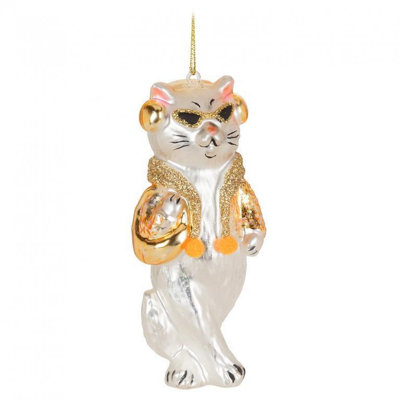 Cool Music Cat Ornament