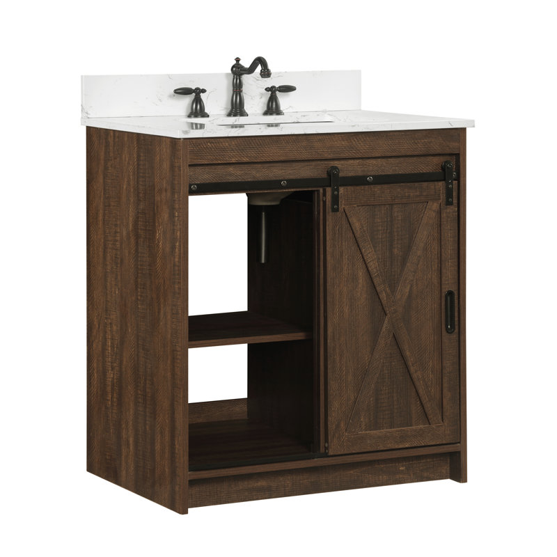 Ensemble de meuble-lavabo simple 30 po Jillian, Brun rustique