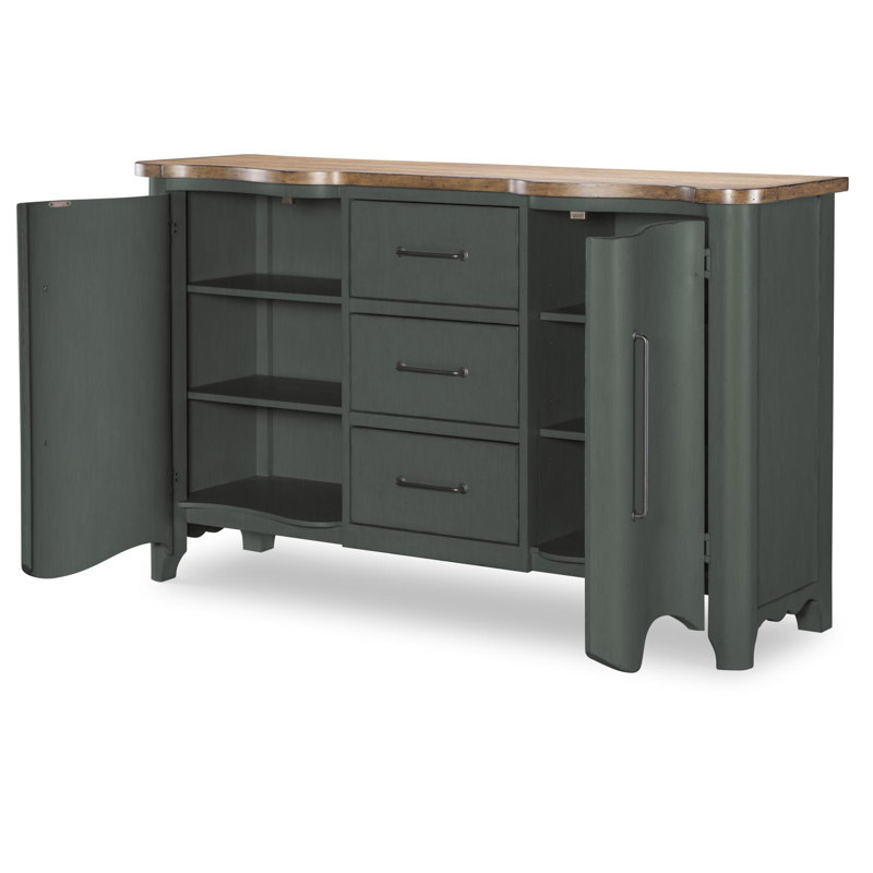 Commode festonnée rétro Country Country (3 tiroirs, 2 portes, 4 tablettes ADJ), Brun