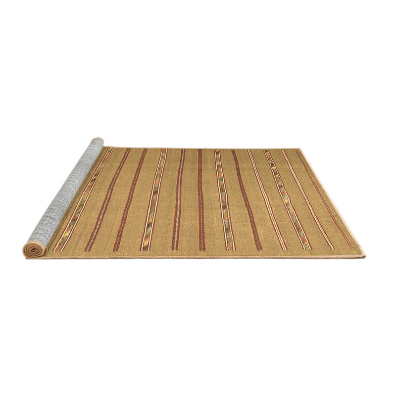 Tapis contemporains brun lavable à la machine 2631, Carré 7 pi