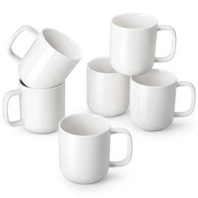 Ensemble de tasses à café en porcelaine, 16 tasses à café en céramique, va au lave-vaisselle et au micro-ondes, ensemble de 6 (blanc)