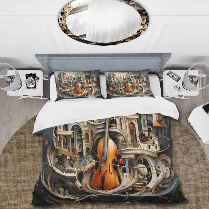 Ensemble de housse de couette en microfibre / polyester, Housse de couette pour grand lit et 2 taies décor