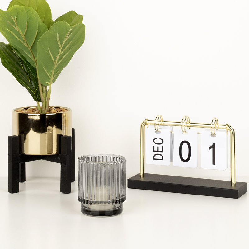 Porte-votive de table en verre, Gris clair