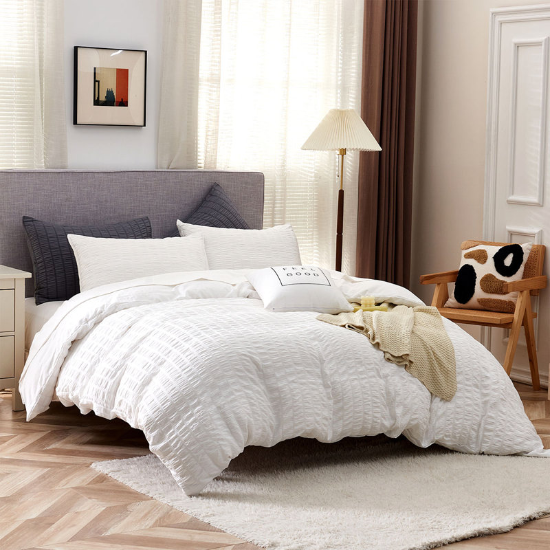Ensemble de housse de couette en microfibre 3 pièces housse de couette2023, Grand lit, Blanc