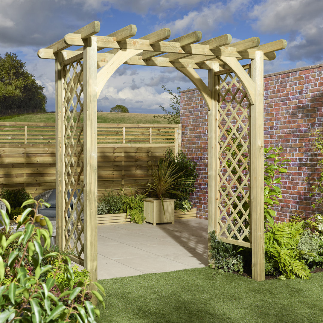 220cm W x 129.5cm D Solid Wood Arbour in Natural