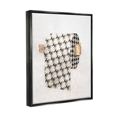 Fashion Glam Toilet Paper Designer Detailing Canvas Wall Art by Ziwei Li Everly Quinn Frame Color: Black Framed, Size: 21 H x 17 W x 1.7 D