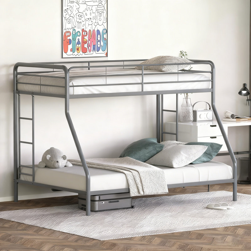 Bunk Bed with Built-in Ladder Included, Silver