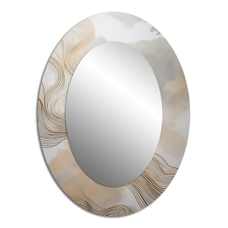Or et gris Linear Expressions V - décor de miroir mural ovale doré, 40 po x 30 po