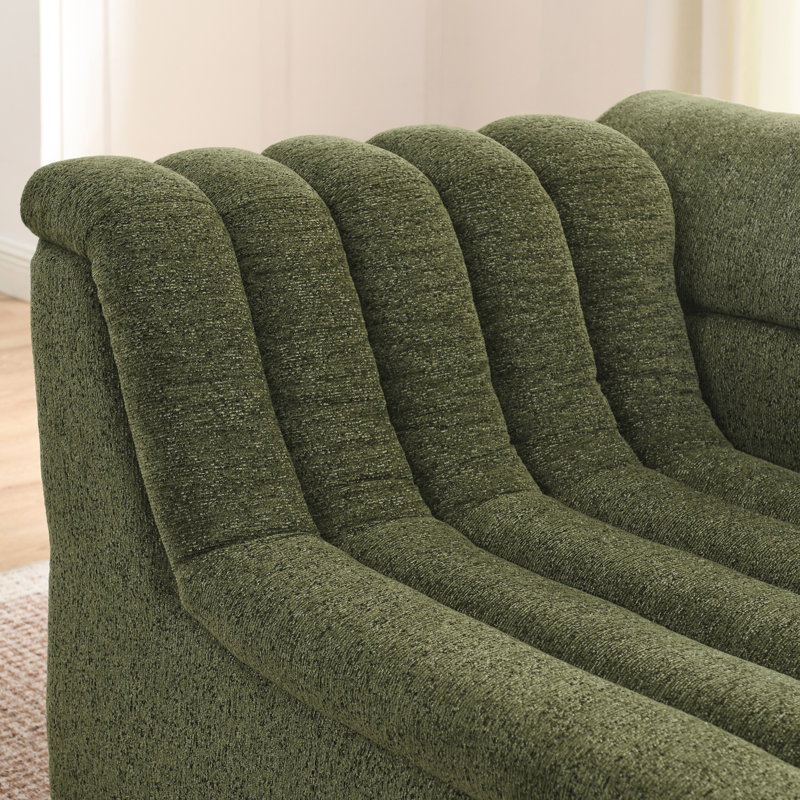 Canapé modulaire en forme de U de 135 po avec méridienne et repose-pieds mobile modulaire en forme de U pour le salon, canapé en osier revêtu de chenille avec accoudoirs ondulés, sans oreillers inclus