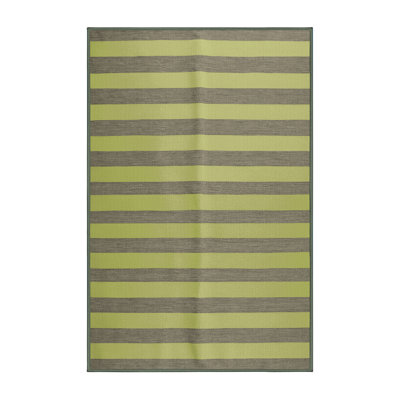 Machine Washable Horizontal Stripes Green Area Rug