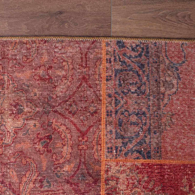 Monserrat Machine Made Polyester Area Rug in Red/Brown/Blue, Rectangle 4'11" x 7'7"