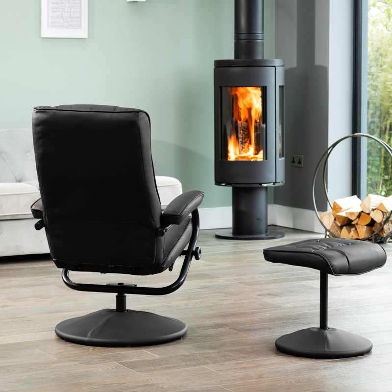 Oundle Swivel Based Based Recliner and Footstool - Cream, Black