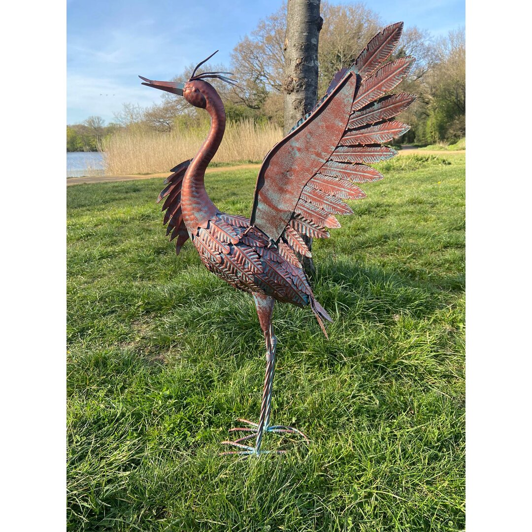 Gartenstatue Reiher Deshler mit Flügeln nach oben