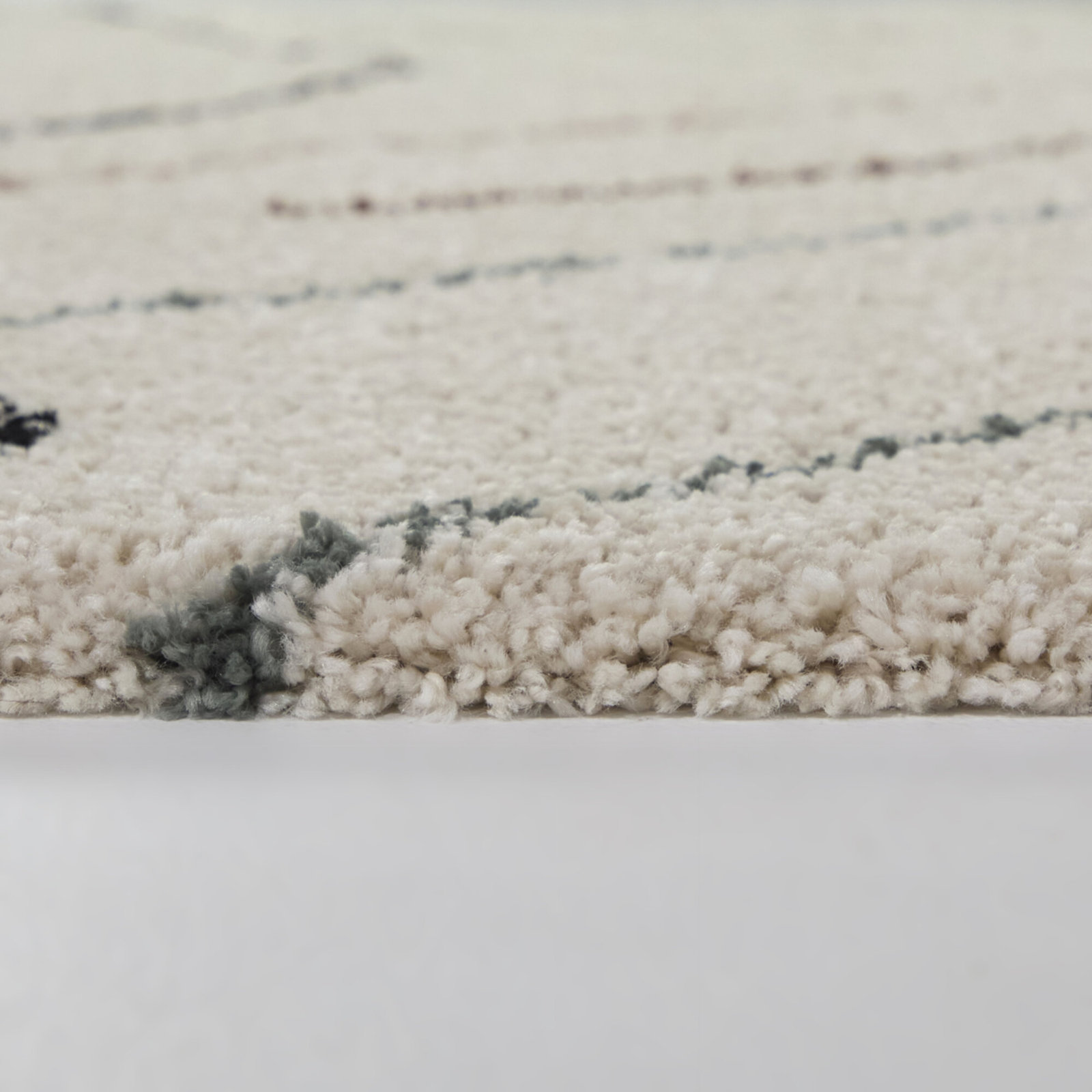 Cream Modern Abstract Shag Rug, Rectangle 7'10.5" x 10'0.1"