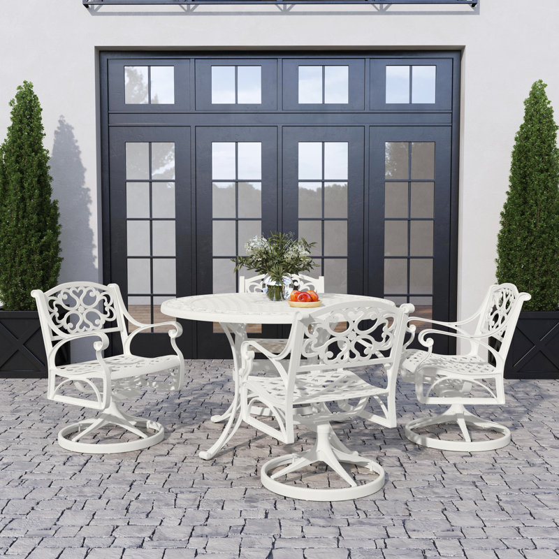 Ensemble repas d'extérieur 5 pièces Saoirse, P 48 po x l 48 po x H 29 po, Blanc