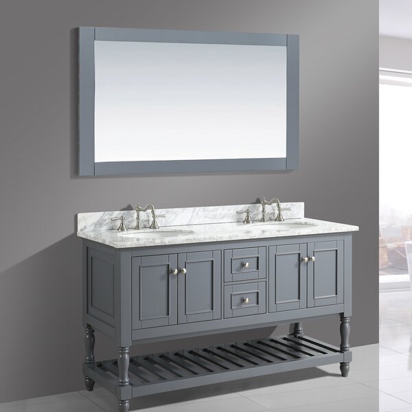 Charlton Home® Mccombs 60'' Double Bathroom Vanity with Marble Top with ...