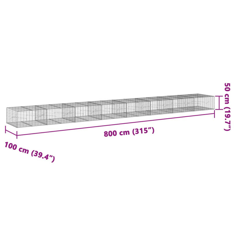 Chanah Fence Panels Fencing, 50cm H x 800cm W x 100cm D