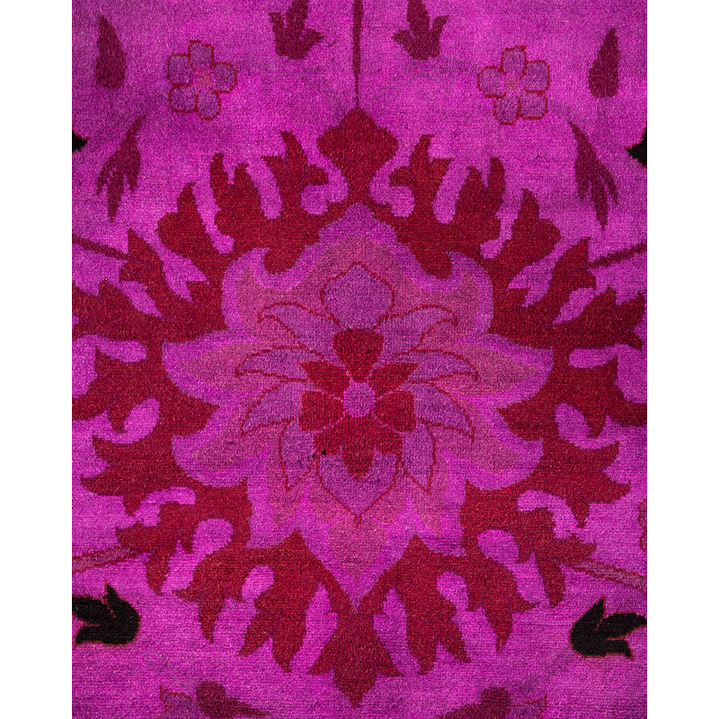 Vibrant Purple and Red Hand-Knotted Wool Area Rug