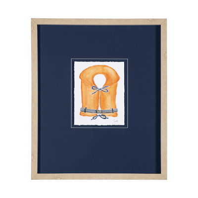«Lifejacket I a Hand Embelished», reproduction d'art encadrée et matte sous verre