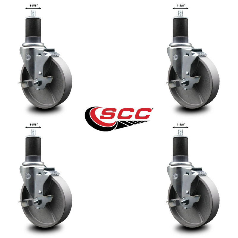 Ensemble de roulettes extensibles semi-pivotantes 1-5 / 8 pouces avec frein SCC
