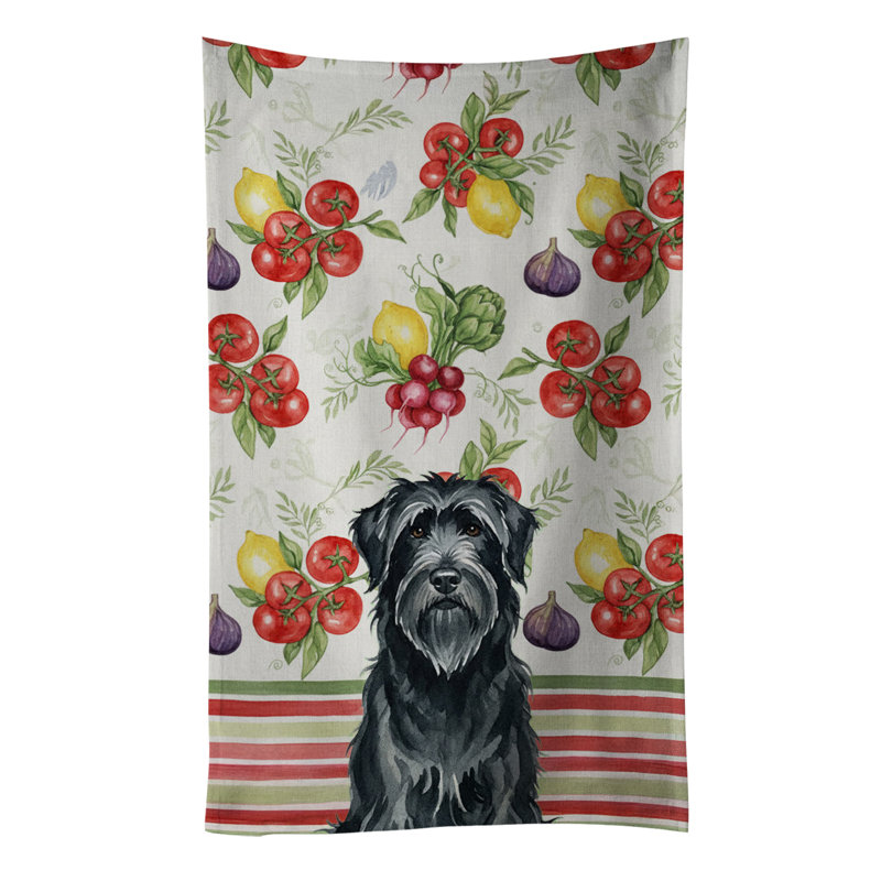 Black Briard Vegetables Kitchen Towel, Black Briard