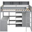 Lit mezzanine simple, gris - bois massif et nombreuses options de rangement-727716349