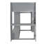 Lit mezzanine en bois avec bureau intégré, plusieurs tablettes de rangement, éclairage à DEL et support à vêtements suspendu pour une utilisation optimale de l'espace-79915346