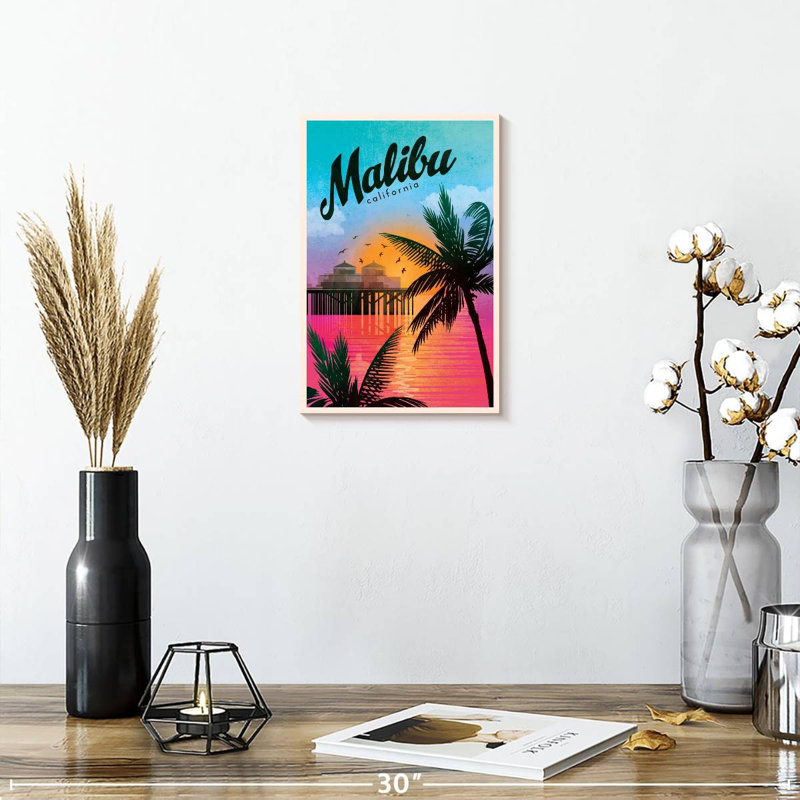 Malibu California - impression sur toile tendue, H 12 po x l 8 po