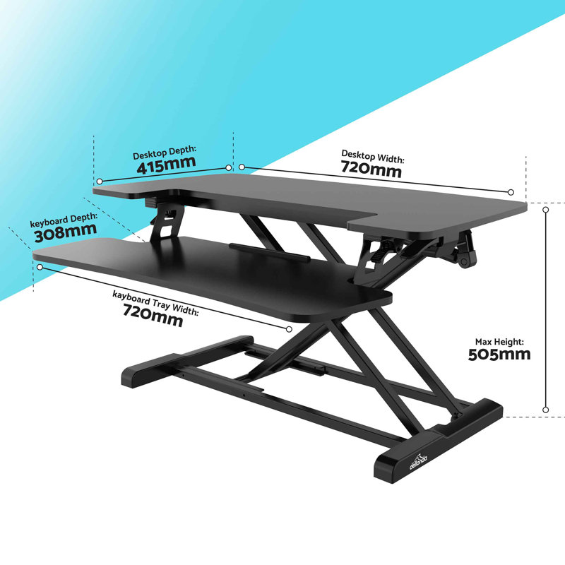 Adjustable Metal Base Standing Desk Converter, 50.5cm H x 72cm W x 41.5cm D