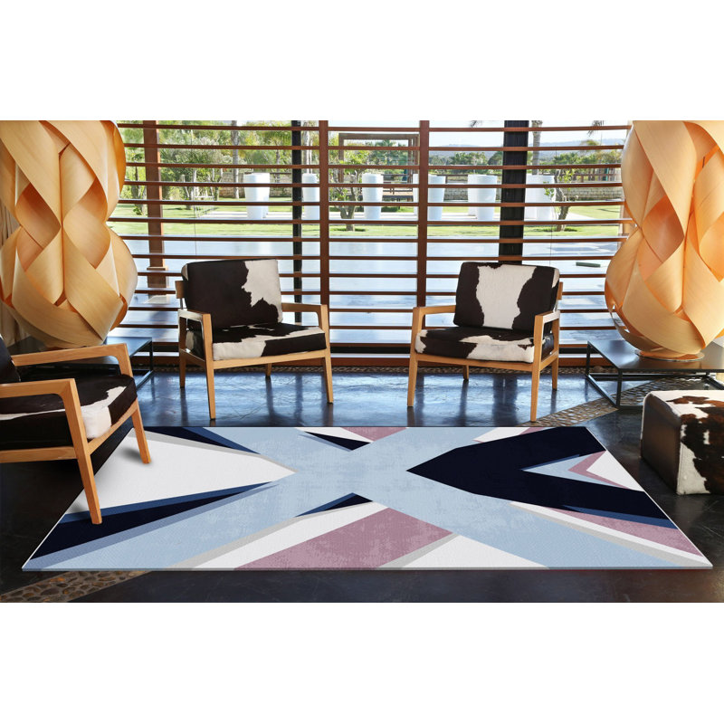 Multi-Colored X Patterned Decorative Rug, Rectangle 3'3.37" x 4'11.06"