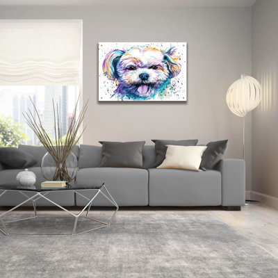 Art mural en verre Red Barrel Studio® «Rainbow Dogs Shih Tzu» par Lindsay Kivi
