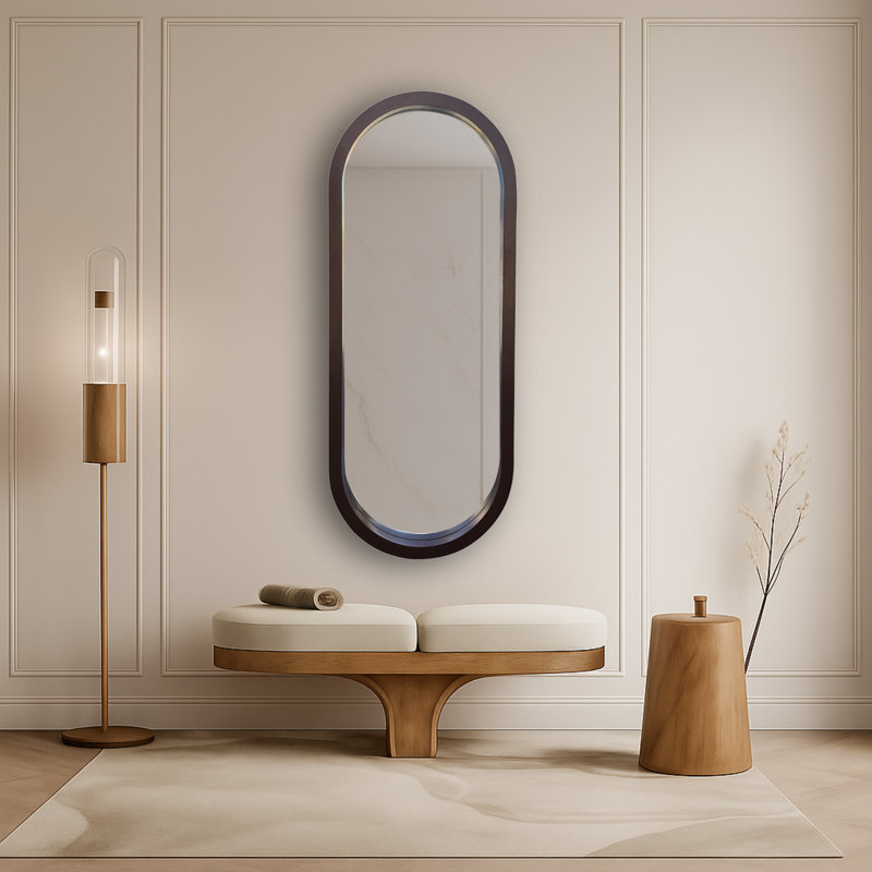 Grand miroir à pilules, 59,1 po x 23,6 po, Brun