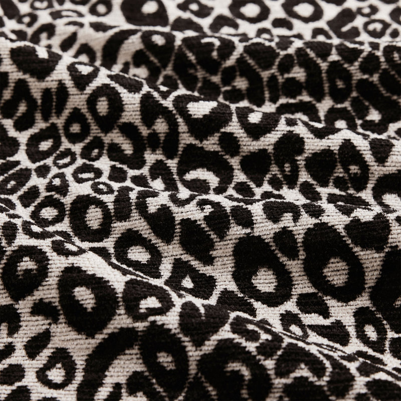 Repose-pieds en chenille léopard, Black/Khaki